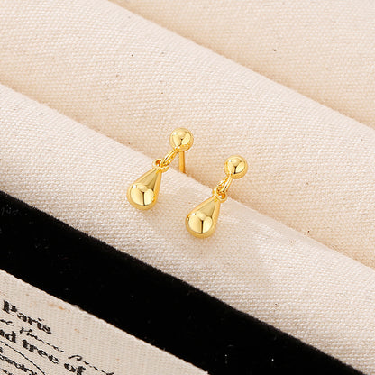 Niche Design Water Drop Ear Studs Women&