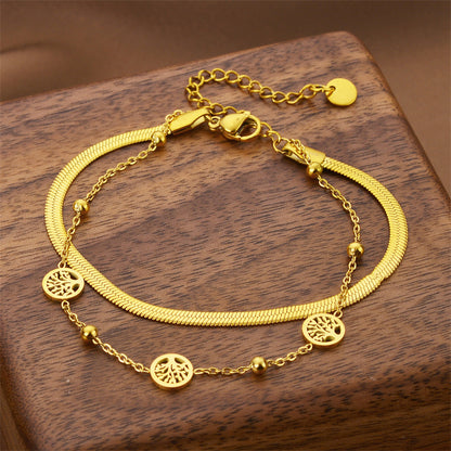 Niche Design Pachira Macrocarpa Double Layer Twin Bracelet For Women