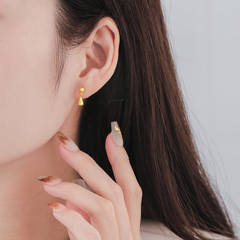 Niche Design Water Drop Ear Studs Women&