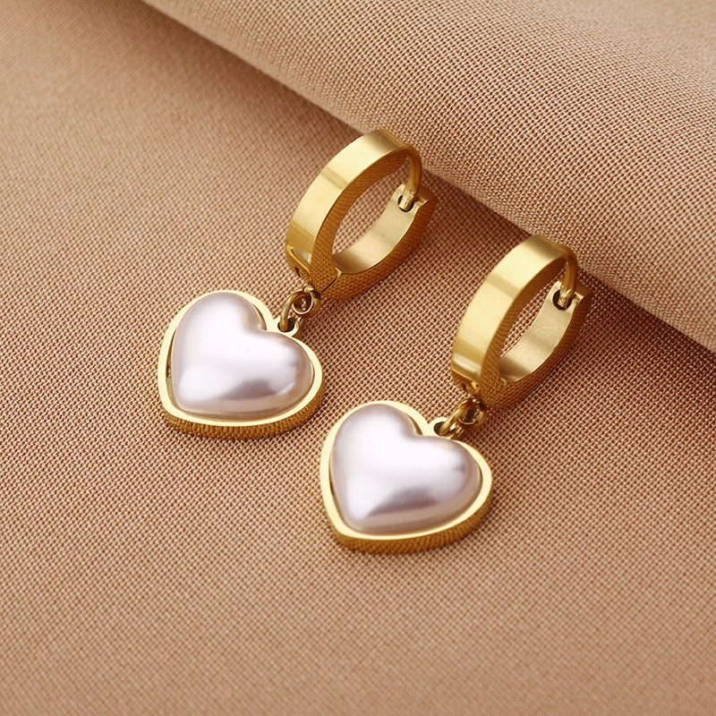 Korean Style Heart Pearl Earrings