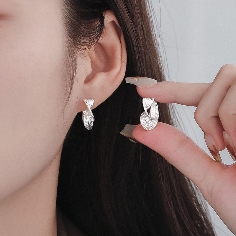 Geometric Circle Twisted Texture Earrings For Women Simple