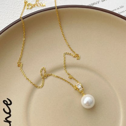 Simple Style Small Waist Jeweled Pendant Clavicle Chain S925