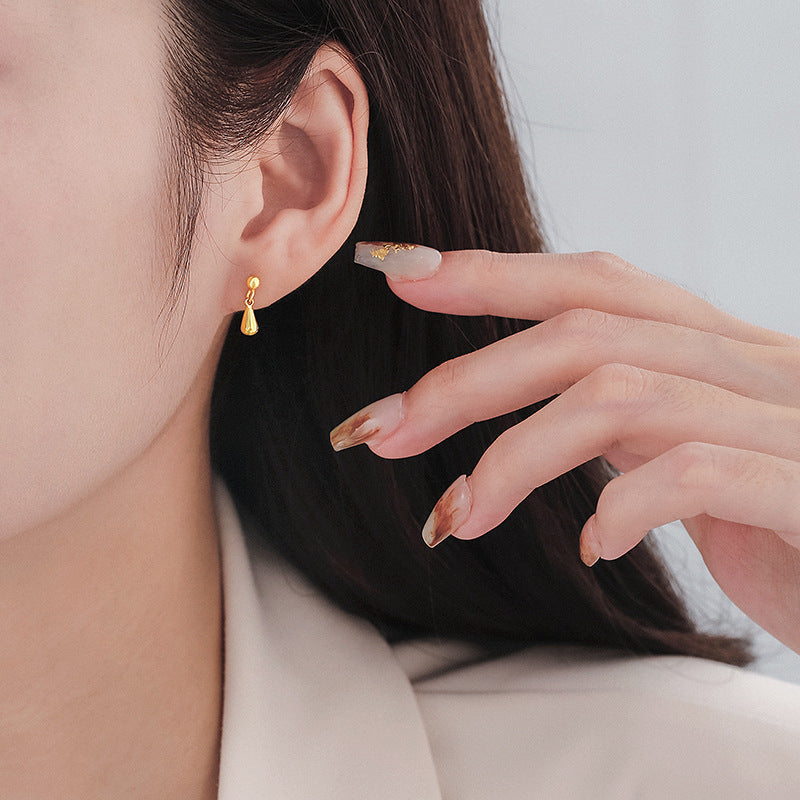 Niche Design Water Drop Ear Studs Women&