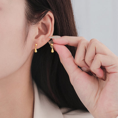 Niche Design Water Drop Ear Studs Women&