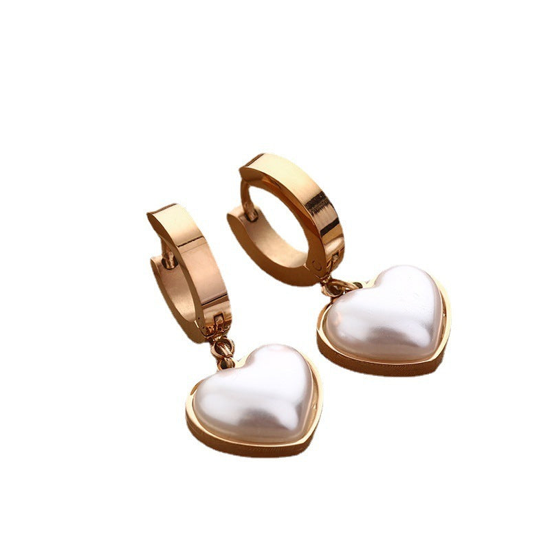 Korean Style Heart Pearl Earrings