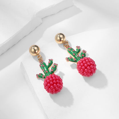 Enamel Drop Oil Cactus Earrings Fashion Retro