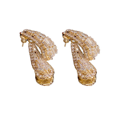 Korean Style Refined Grace Fashion Zircon Earrings Front And Rear Wear