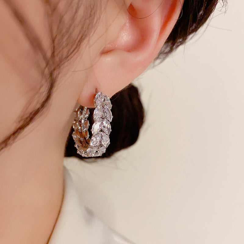 Special-interest Design Zircon Wheat Ring Ear Clip