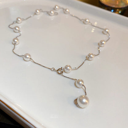 S925 Sterling Silver Multiple Ways To Wear Pearl Necklace