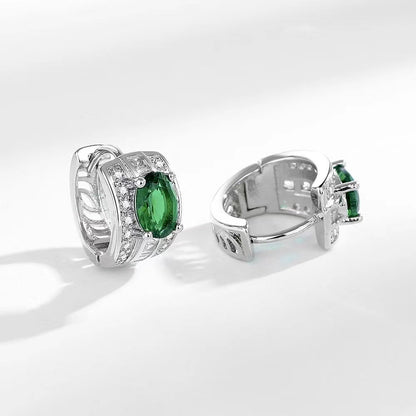 European And American Emerald Zircon Earrings High Sense