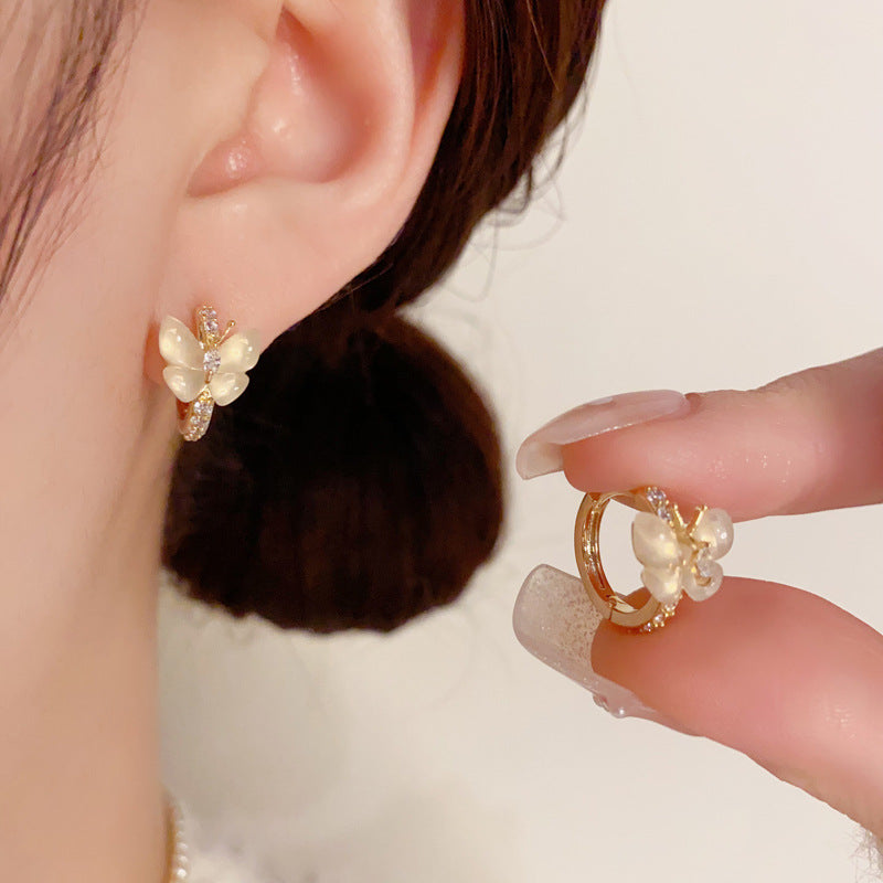 Korean Style Affordable Luxury Fashion High-grade Zircon Butterfly Ear Clip Special-interest Design