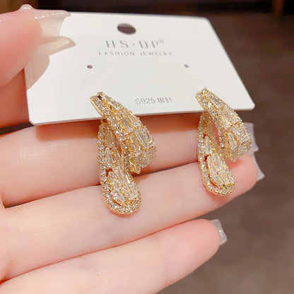 Korean Style Refined Grace Fashion Zircon Earrings Front And Rear Wear