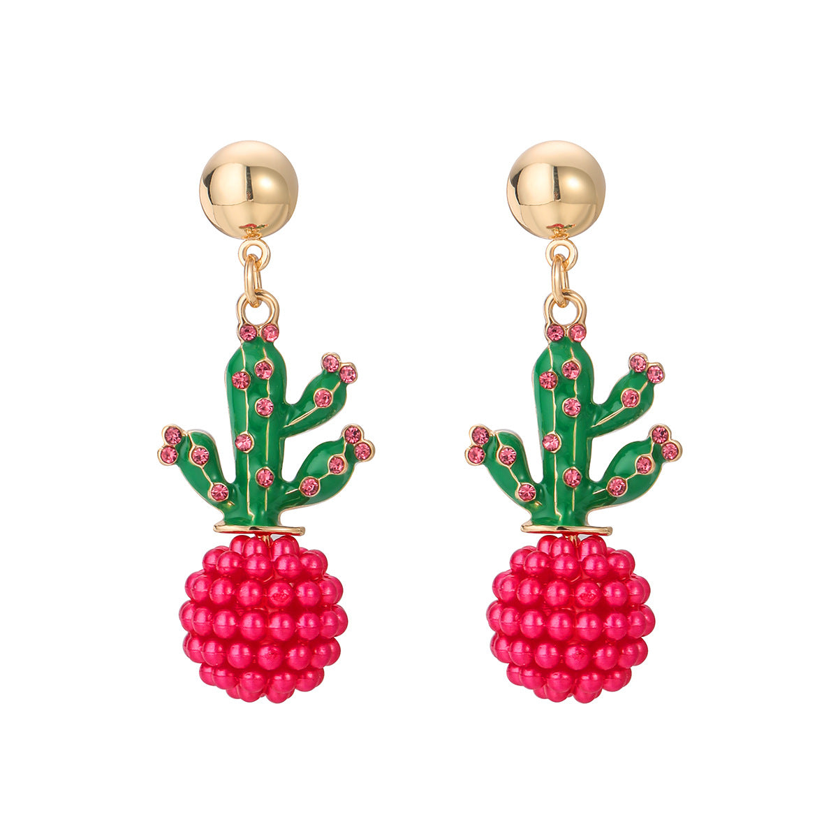 Enamel Drop Oil Cactus Earrings Fashion Retro