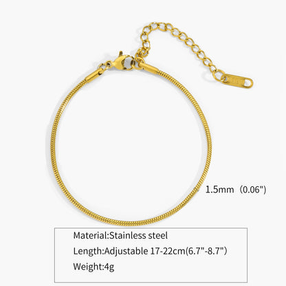 Simple Ins Titanium Steel Plated 18K Gold Round Snake Bones Chain Gold-plated Bracelet Adjustable Bracelet Niche Design Fashion