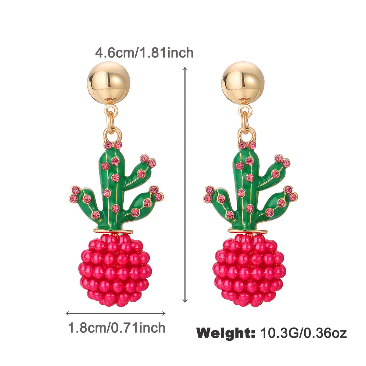 Enamel Drop Oil Cactus Earrings Fashion Retro