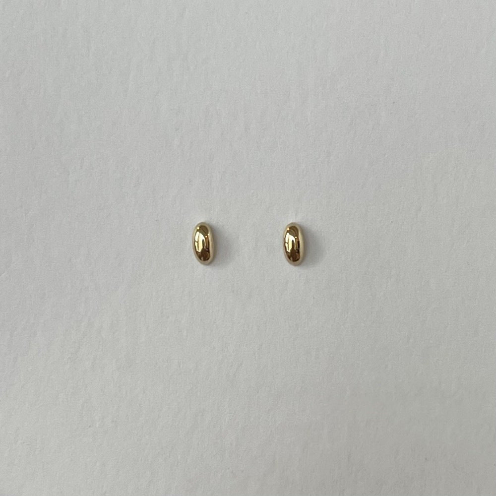 S925 Silver Plating 14k Golden Smooth Oval Mini Ear Studs