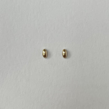 S925 Silver Plating 14k Golden Smooth Oval Mini Ear Studs