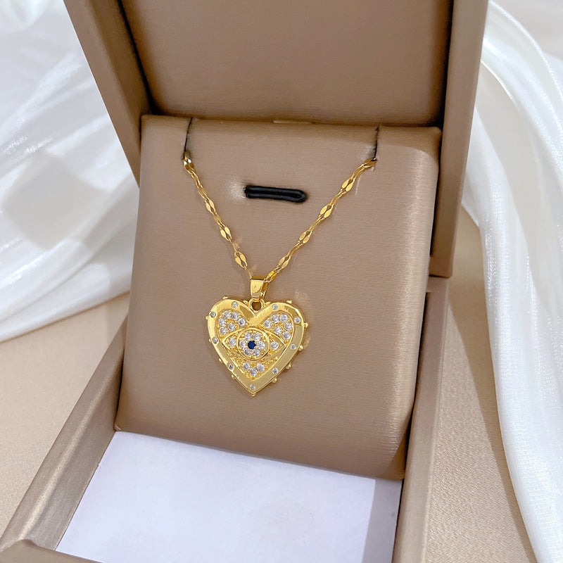 Love Eyes Full Diamond Light Luxury Temperament Necklace