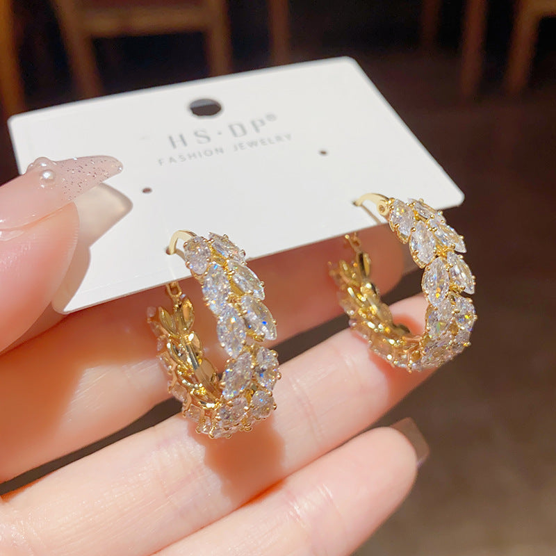 Special-interest Design Zircon Wheat Ring Ear Clip