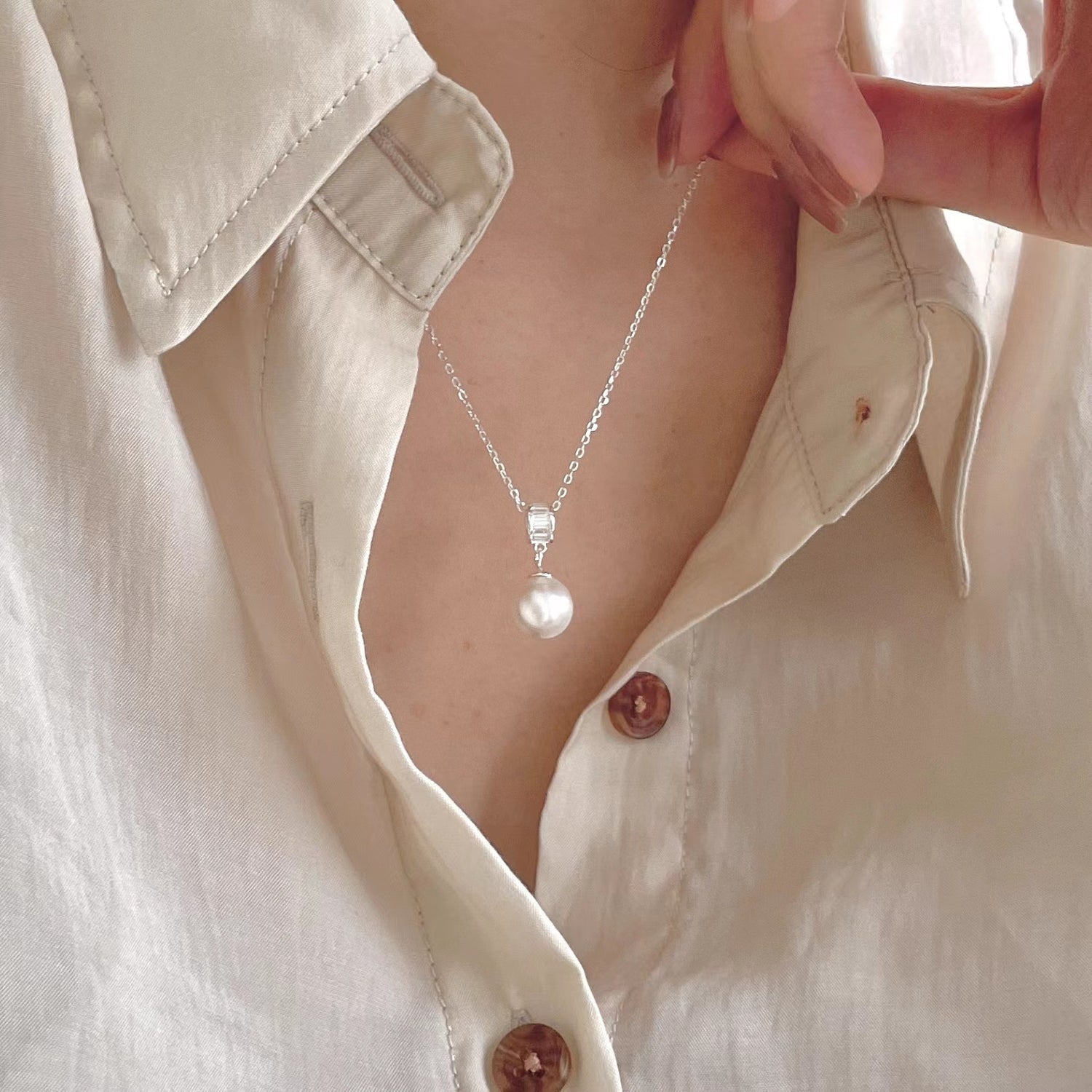 Simple Style Small Waist Jeweled Pendant Clavicle Chain S925