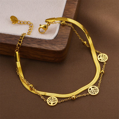 Niche Design Pachira Macrocarpa Double Layer Twin Bracelet For Women