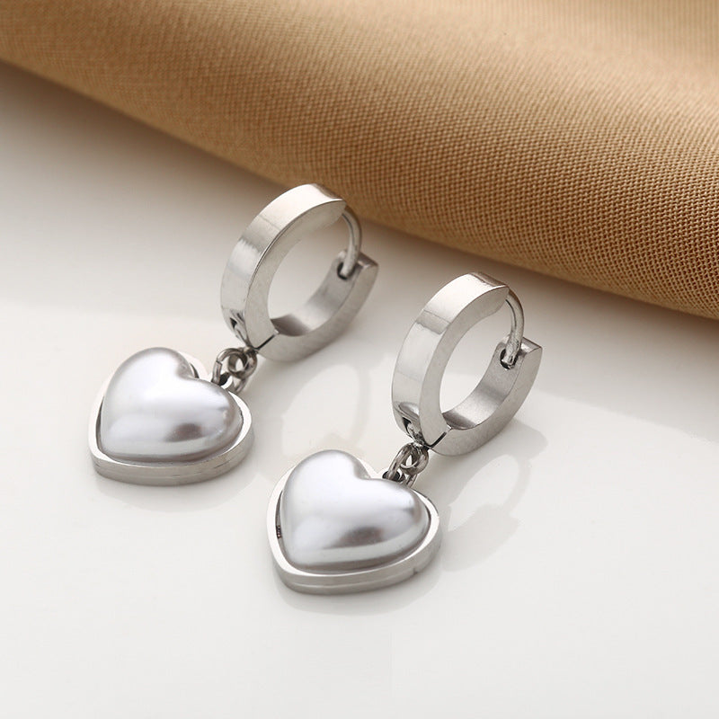 Korean Style Heart Pearl Earrings