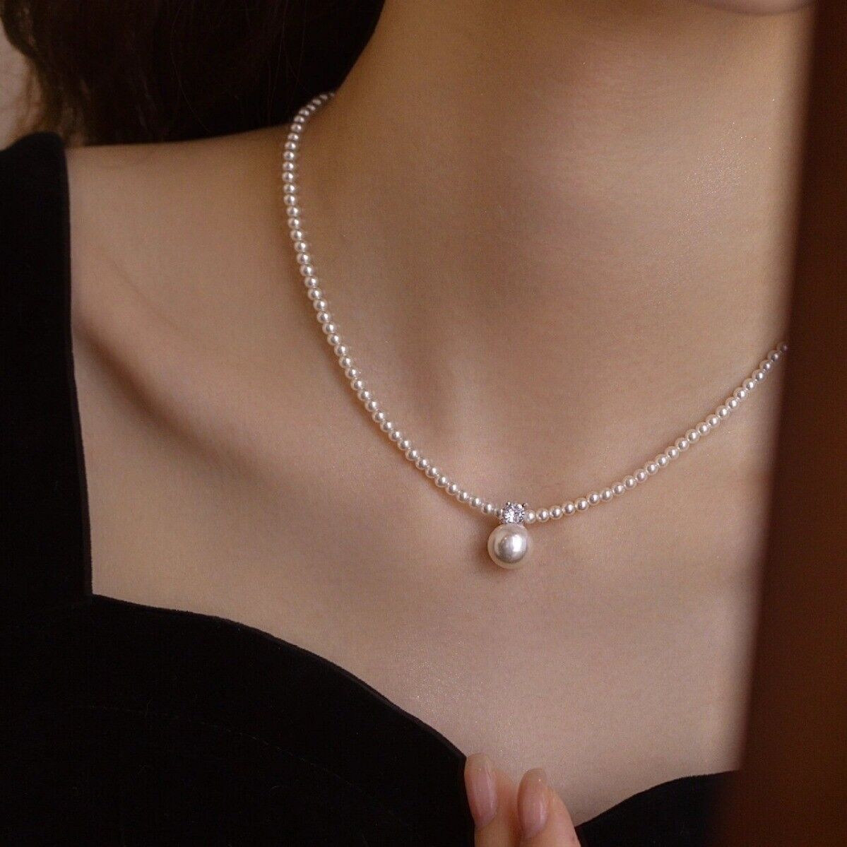 Perlen Halskette s925 sterling silver pearl necklace für Frauen